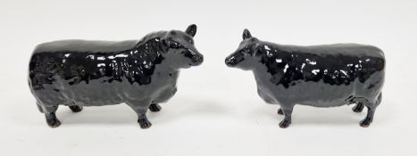Two Beswick Aberdeen Angus cows, each marked to underside 'Approved by the Aberdeen Angus Cattle