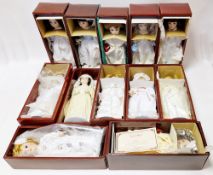 Collection of 11 boxed Danbury Mint 'A beautiful bride' dolls and a large boxed Franklin Heirloom
