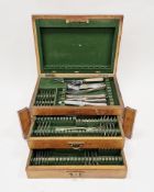 Early 20th century oak canteen comprising two drawer fitted drawers and lidded interior,