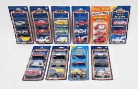 Ten carded Matchbox diecast three vehicle sets including Royal Mail collectors models for Promod