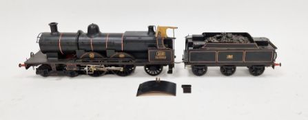 Kit or scratch built 0 gauge locomotive with tender, no. 102 La France, with tender, black livery