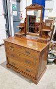 Edwardian mahogany dressing chest with swing mirror and two small drawers over a base with three