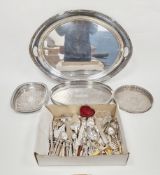 Large early 20th century silver plated twin-handled butler's tray by Daniel & Arta, 68cm high, three