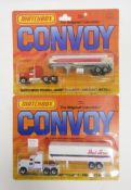 Two carded Matchbox 'Convoy' diecast trucks including CY9 Kenworth conventional box truck with