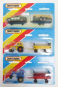 Three carded Matchbox Superfast diecast twin packs including TP-102 no.9 Ford Escort RS2000 and