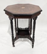 Early 20th century rosewood and satinwood inlaid octagonal centre table, raised on double ringed