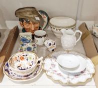 Royal Crown Derby paperweight, Royal Doulton character jug 'The Poacher', two pieces Masons