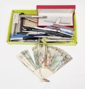 Mixed lot of pens, including a cased Sheaffer ballpoint pen, a Parker fountain pen and various other