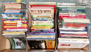 Six boxes of mainly hardback books mostly relating to model railways, railways and toys together