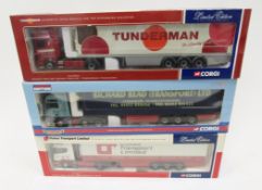 Three boxed Corgi limited edition diecast 1:50 scale models to include CC13408 ERF ECT Olympic