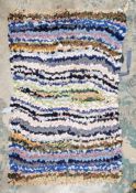 Vintage 1950's rag rug, hand made, unusual textiles used, 88cm x 140cm
