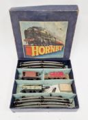 Boxed Hornby 0 gauge tinplate clockwork 'Tank goods set no. 40' (lacking locomotive)