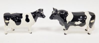 Beswick model Fresian bull, CH Coddington Hilt Bar, and a Fresian cow CH Claybury Leegwater, largest