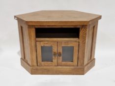 Modern stained wooden side cabinet with single drawer over three wine bottle shelves, 100cm high x