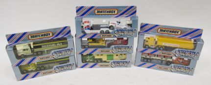 Seven boxed Matchbox Convoy diecast models to include CY 5 Peterbilt Covered Truck, CY 3 Peterbilt