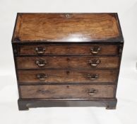 George III mahogany bureau, the fall front opening to a fitted interior of drawers and