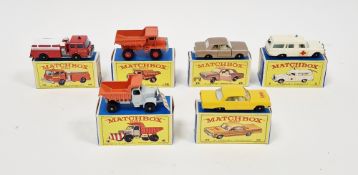Six boxed Matchbox Series diecast model cars to include No.3 Mercedes-Benz 'Binz' Ambulance, No.16