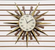 1960's Metamec starburst quartz wall clock, 57cm wide