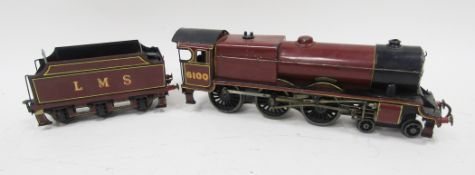 Bassett-Lowke 4-6-0 Royal Scot electric loco no.6100 and LMS tender, possibly some repainting