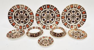 Royal Crown Derby two-handled consomme cup in Imari colours, no.1128, another, three matching dinner