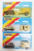 Three carded Matchbox Superfast diecast twin packs including TP-116 Jeep Cherokee and no.31