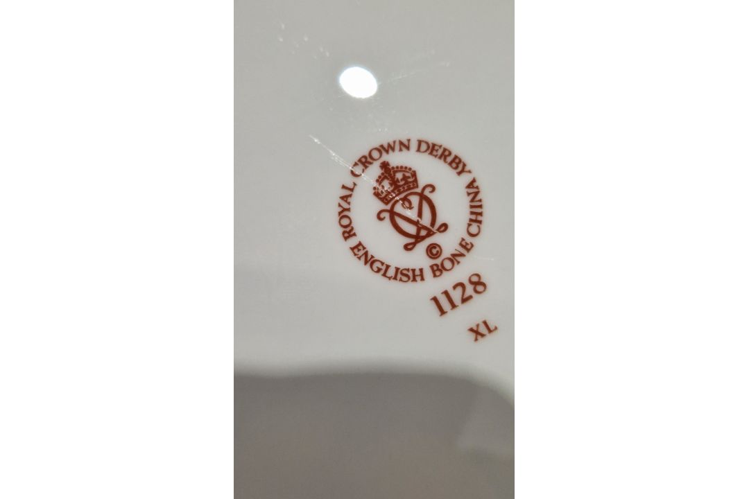 Royal Crown Derby two-handled consomme cup in Imari colours, no.1128, another, three matching dinner - Image 6 of 6