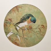 20th Century Chinese School Watercolour, gouache on paper Depicting two parrots perched on branches,