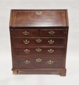 19th century mahogany bureau, the fall-front opening to a fitted interior with inset leather writing