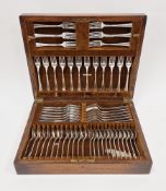 20th century oak canteen of cutlery, the cutlery itself marked Lombard Plate