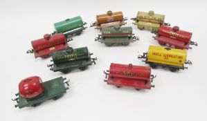 Nine Hornby tinplate tankers to include 'Royal Daylight', 'Pratts', 'Pool', 'Manchester Oil Refinery