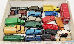 Tray of twenty two Dinky loose playworn diecast vehicles including Dinky Bedford, Lagonda, Austin