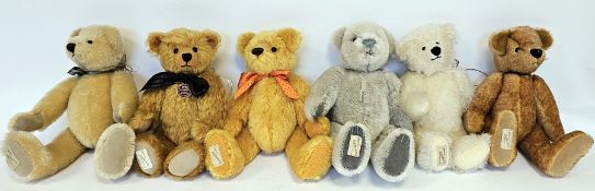 Six Dean's Rag Book teddy bears, all limited edition year production only bears with certificates