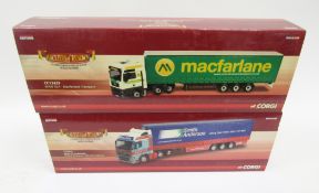Two boxed Corgi diecast model Haulers of Renown to include CC14010 Volvo FH Curtainside Pollock (