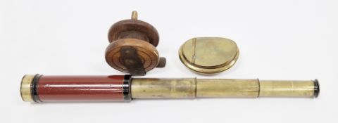 Small 19th century brass and lacquered 4 draw telescope by Dollond of London, 35cm long extended,