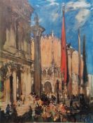 After Sir Frank Brangwyn RA (1867-1956) Photolithography print Venetian street scene with figures,