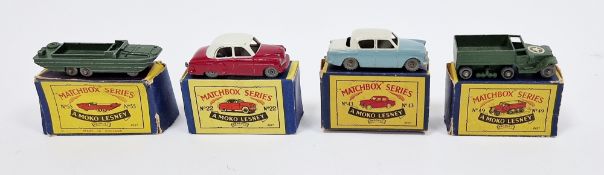 Four boxed Mathcbox Series by Lesney diecast model cars to include No.22 Pontiac Coupe, No.49 M3