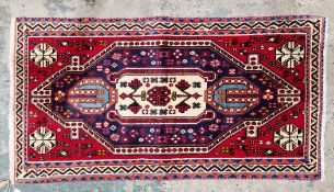 Very unusual hand knotted fine Iranian rug, centre on cream hexagonals with red, green, turquoise