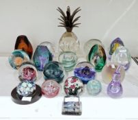 Large collection of paperweights, predominately Caithness, including: Amber Gambler, Spring