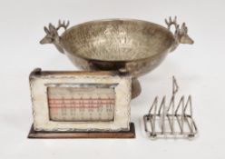 Early 20th century silver-mounted desk calendar, hallmarked Birmingham 1924, makers marks rubbed,