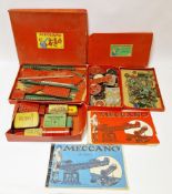 Four Meccano accessory outfit boxes being number 4, 4a, 5a and 6a together with their instruction