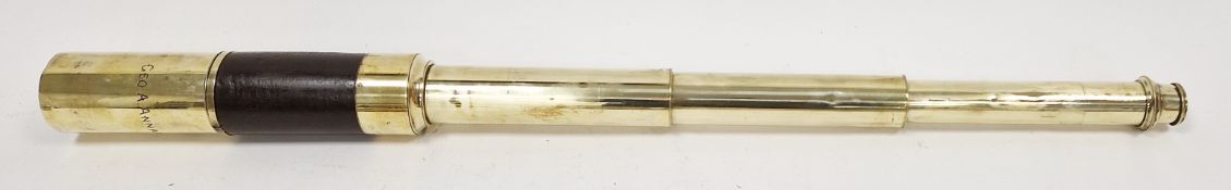 19th century brass and mahogany four-draw extending telescope engraved Geo. A. Annan, 85cm long