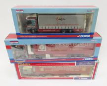 Three boxed Corgi limited edition diecast 1:50 scale models to include CC13611 DAF CF Curtainside