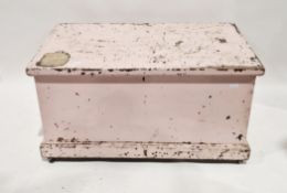 Large 19th century camphorwood blanket box, the hinged lid opening to an open space with candle tray