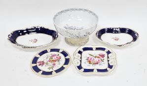 Two 19th century English porcelain plates, variously shaped and painted with naturalistic floral