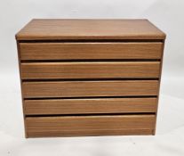 Mid century retro Danish-style teak chest of five long drawers, possibly by Kibaek Mobelfabrik, 90cm