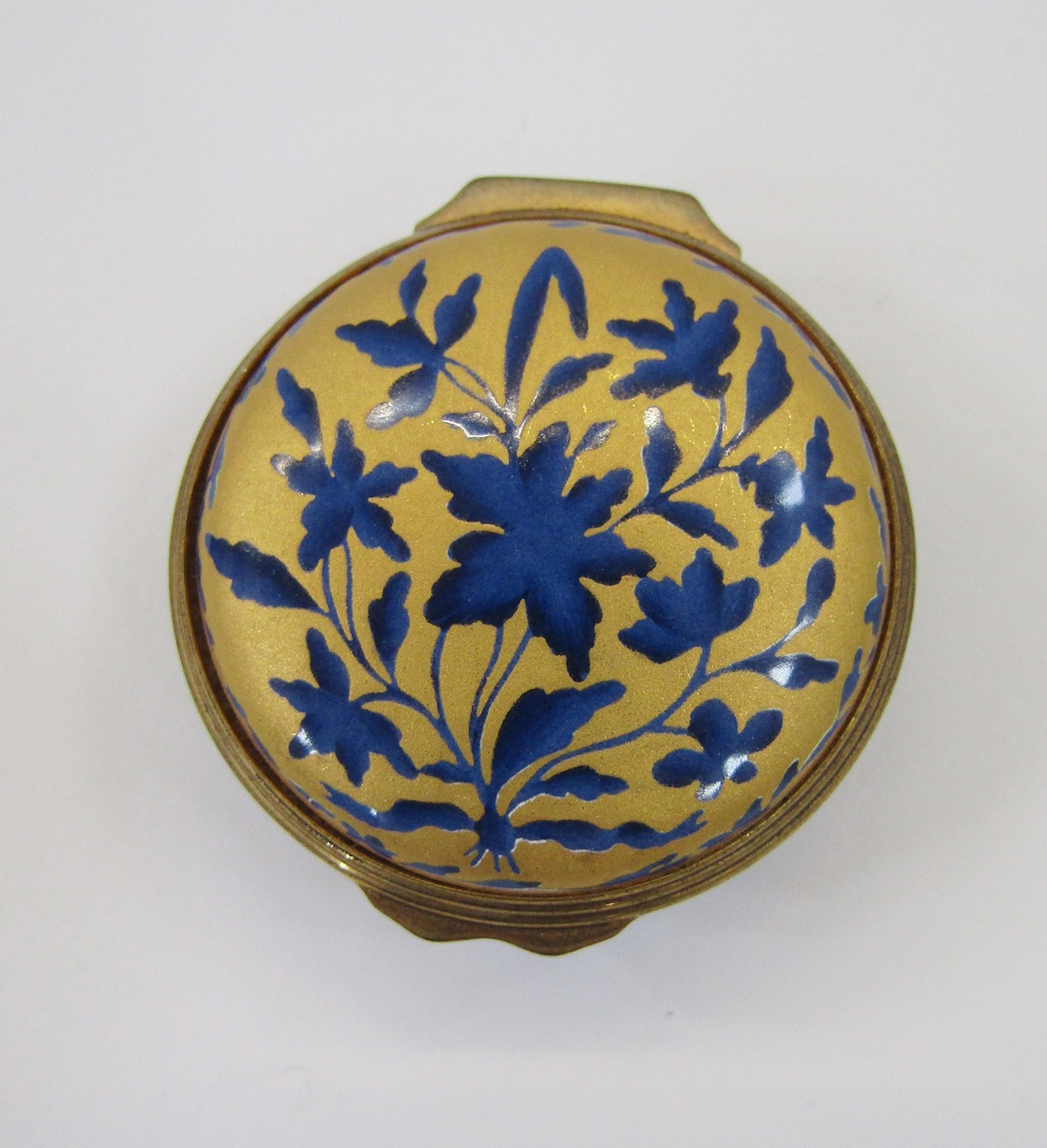Halcyon Days travelling clock, blue and gold enamel, a similar trinket box, a white lidded pot - Image 29 of 34