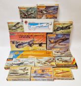 Collection of boxed model aircraft kits including Airfix Boeing B-29 Superfortress, Airfix Boeing