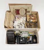 Mixed lot of collectables including RAF and military cap badges and buttons, various cigarette