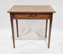 19th century mahogany side table with single drawer and raised on square tapering supports, 72cm