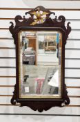 Georgian-style mahogany and giltwood rectangular wall mirror with giltwood eagle surmount, 68cm high